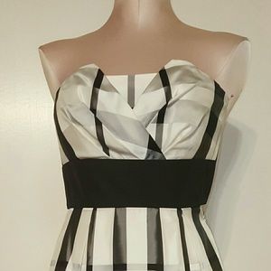 White House Black Market Plaid Strapless Dress